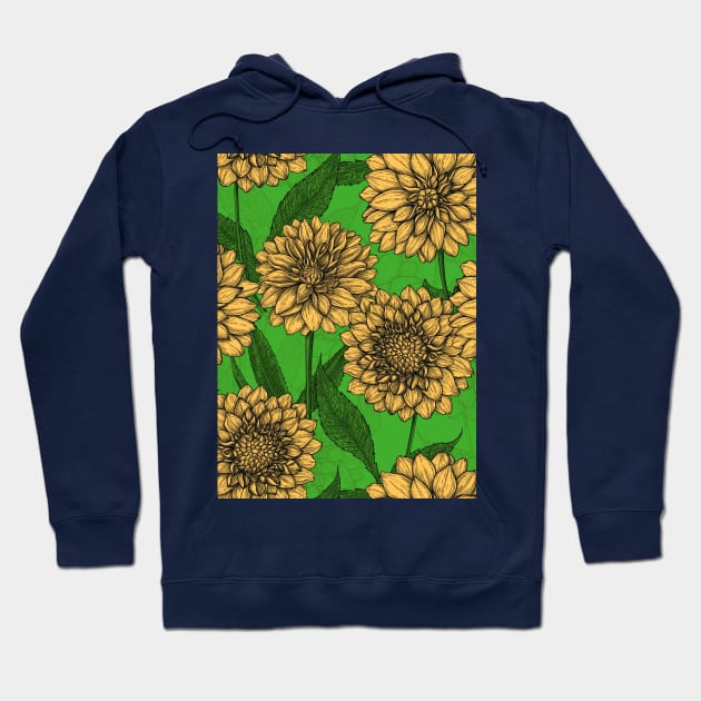 Dahlias in yellow and green Hoodie by katerinamk